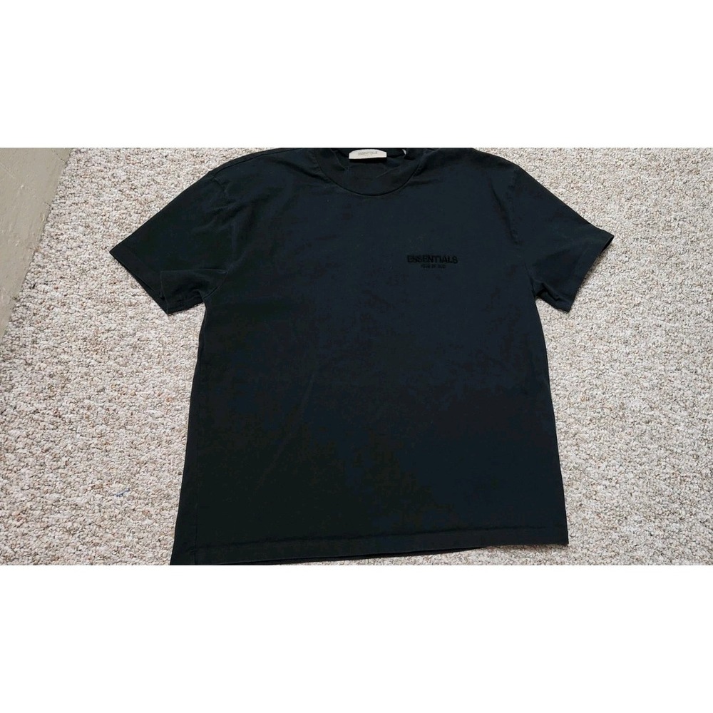 Essentials Fear‎ of Gods T-Shirt Men's XL Black On Black 2 Sided Velvet Print